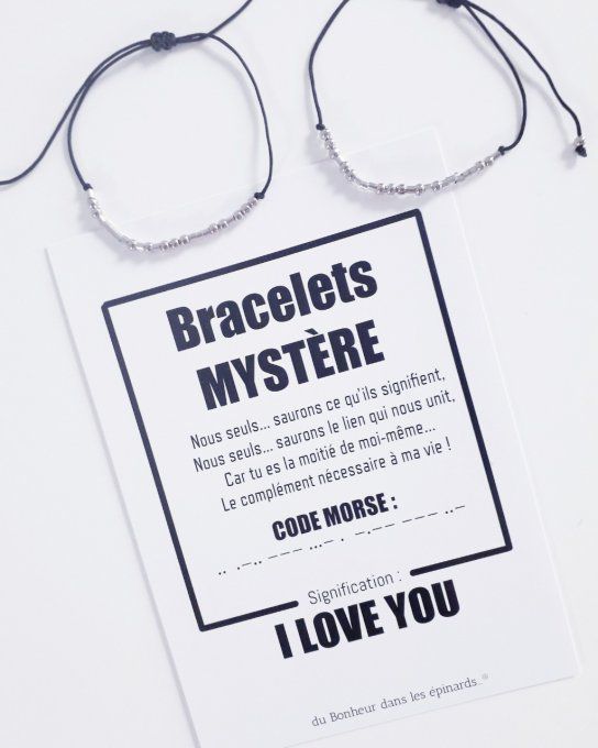 CARTE I LOVE YOU  + 2 BRACELETS MORSE - R24