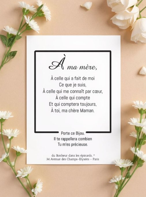 CARTE ET BRACELET - A MA MERE
