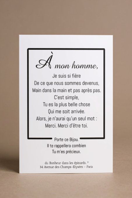 CARTE A MON HOMME + BRACELET PERLES - F48