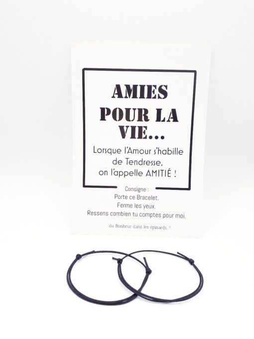 CARTE AMIES POUR LA VIE + 2 BRACELETS (14 coloris au choix) - S05