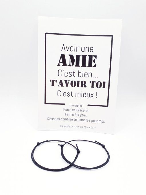 CARTE AVOIR UNE AMIE + 2 BRACELETS (14 coloris au choix) - S01