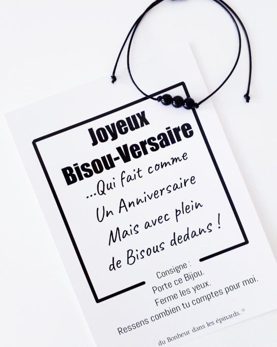 CARTE BISOU VERSAIRE + BRACELET PERLES - HOMME - A02