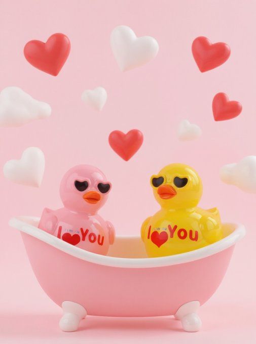 PACK LOVE - CARTE + 2 BRACELETS COUPLE et CARTE + 2 CANARDS AMOUREUX