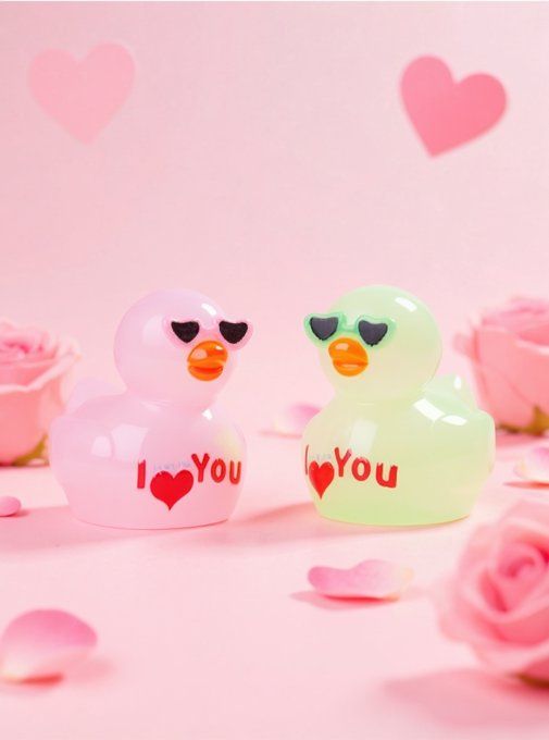 CARTE P'TITS CANARDS AMOUREUX + 2 FIGURINES CANARDS - S30 
