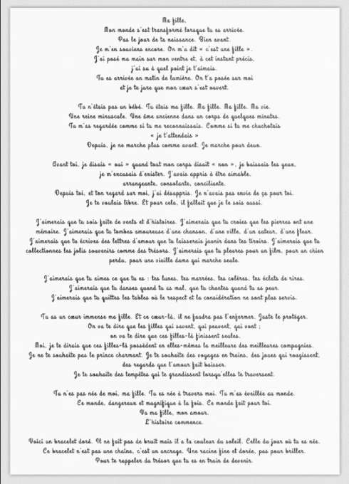 COFFRET LETTRE A MA FILLE - doré ou argenté 