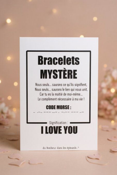 CARTE I LOVE YOU  + 2 BRACELETS MORSE - R24