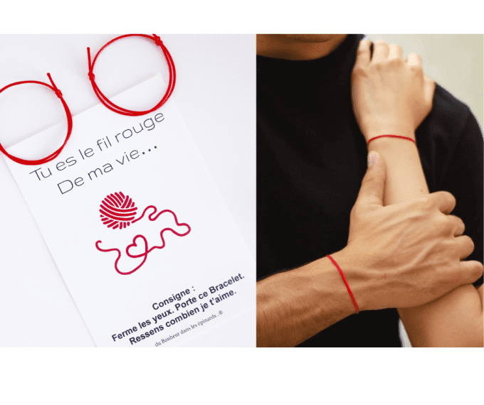 CARTE TU ES LE FIL ROUGE DE MA VIE+ 2 BRACELETS ROUGES - R01