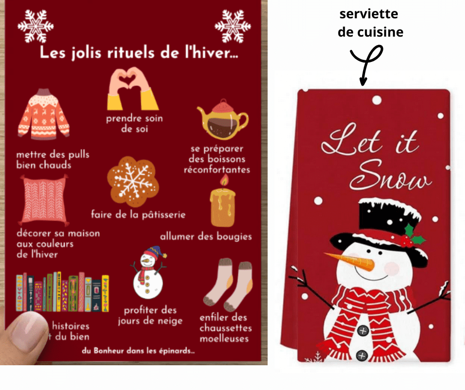 CARTE LES JOLIS RITUELS DE L'HIVER + SERVIETTE DE CUISINE 