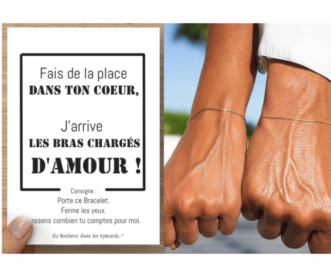 CARTE + 2 BRACELETS  - FAIS DE LA PLACE DANS TON COEUR - R51