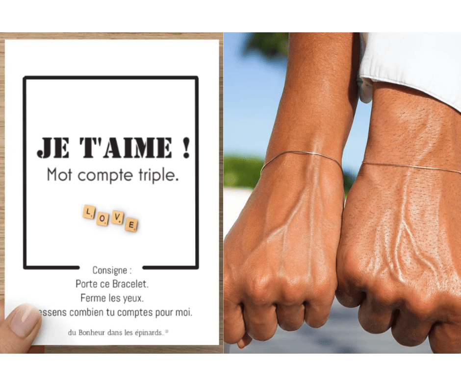 CARTE + 2 BRACELETS  - MOT COMPTE TRIPLE - R17