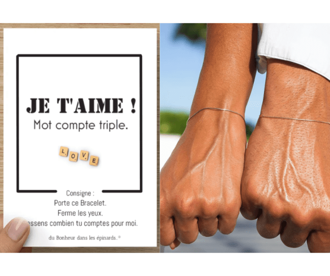 CARTE + 2 BRACELETS  - MOT COMPTE TRIPLE - R17