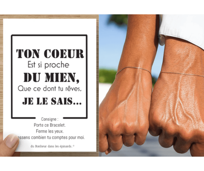 CARTE + 2 BRACELETS  - TON COEUR EST SI PROCHE - R52
