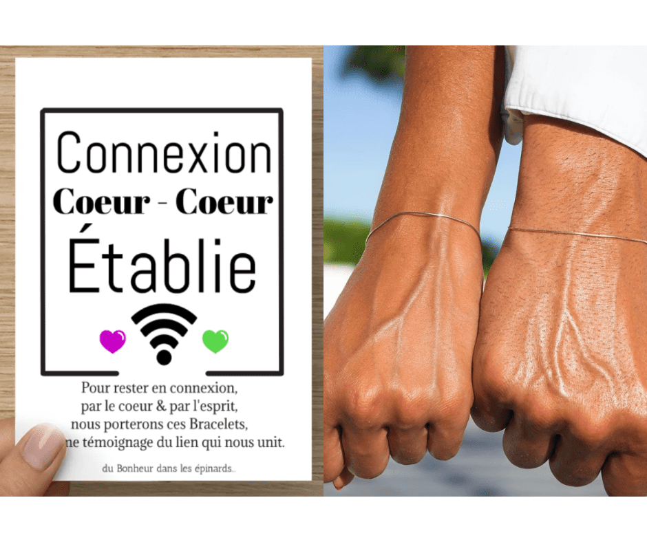 CARTE + 2 BRACELETS  - CONNEXION COEUR COEUR - R61