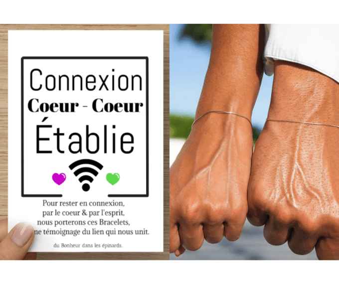 CARTE + 2 BRACELETS  - CONNEXION COEUR COEUR - R61