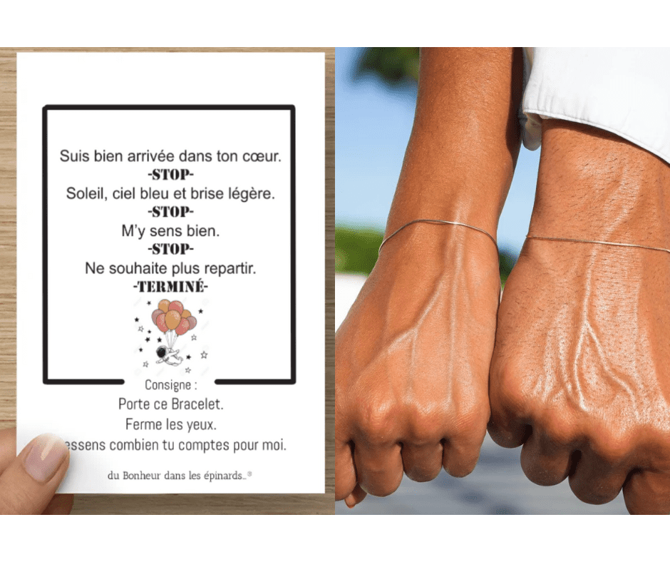 CARTE + 2 BRACELETS  - SUIS BIEN ARRIVEE - R39