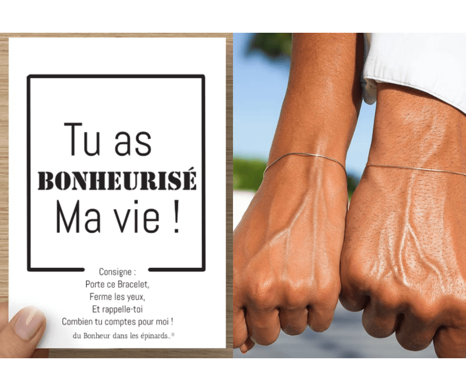 CARTE + 2 BRACELETS  - TU AS BONHEURISE MA VIE - R43