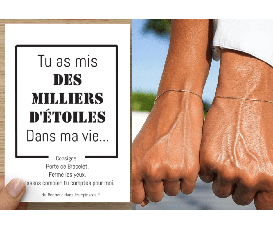 CARTE + 2 BRACELETS  - TU AS MIS DES MILLIERS D'ETOILES - R21