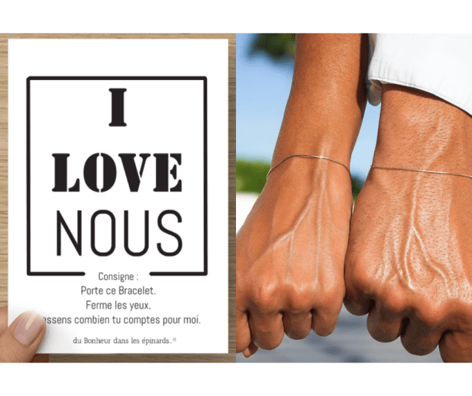 CARTE + 2 BRACELETS  - I LOVE NOUS - R12