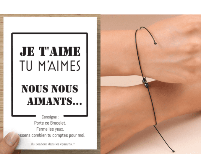CARTE NOUS NOUS AIMANTS+2 BRACELETS PERLES MAGNETIQUES- R27 