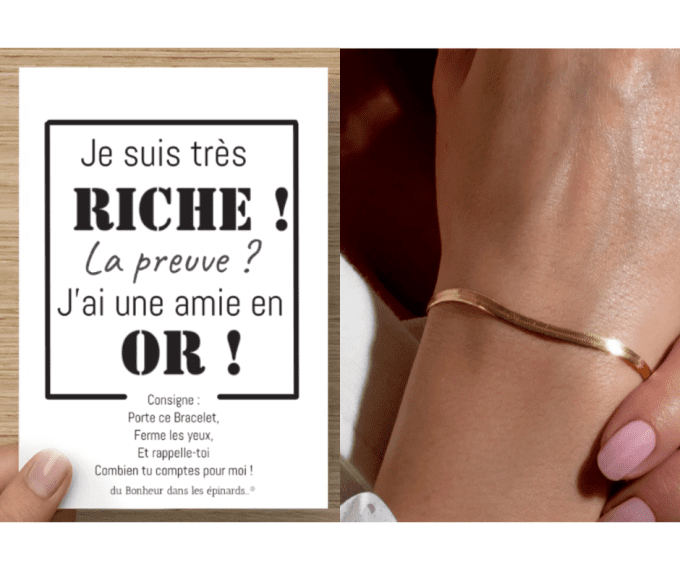 CARTE UNE AMIE EN OR + 1 BRACELET SERPENTINE - S12 