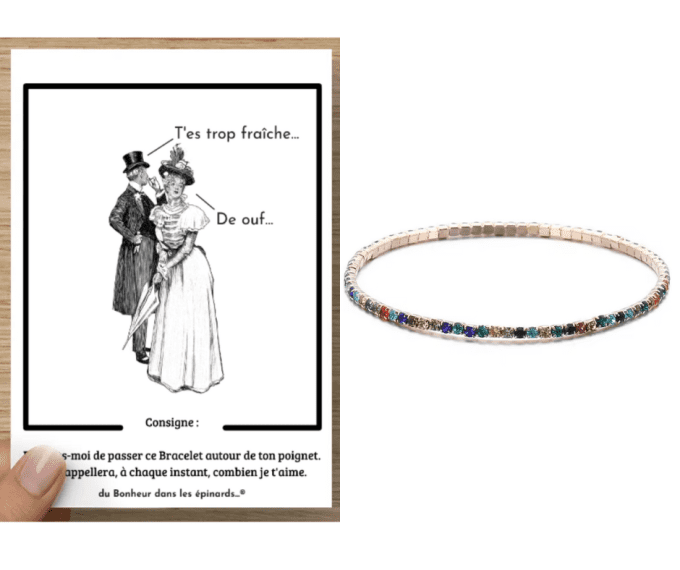 CARTE T'ES TROP FRAICHE + BRACELET MILLE COULEURS -R57
