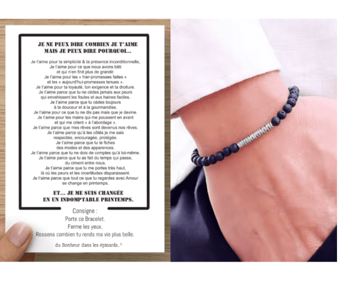 CARTE JE NE PEUX DIRE COMBIEN JE T'AIME + 1 BRACELET POUR LUI - R50
