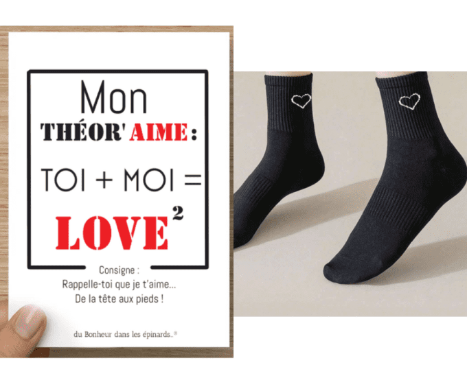 CARTE THEOR'AIME+ 1 PAIRE DE CHOU'SSETTES COEUR - HOMME - R46 