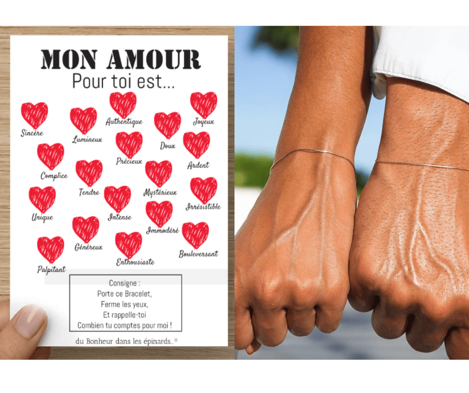 CARTE + 2 BRACELETS  - MON AMOUR POUR TOI - R02