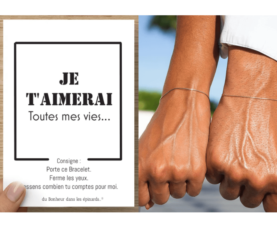 CARTE + 2 BRACELETS  - JE T'AIMERAI TOUTES MES VIES - R53