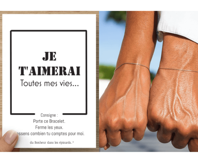 CARTE + 2 BRACELETS  - JE T'AIMERAI TOUTES MES VIES - R53