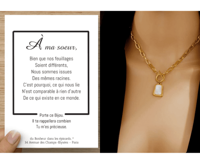 CARTE A MA SOEUR + COLLIER - F47 