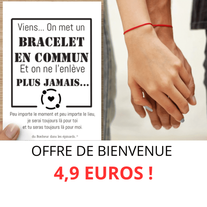 CARTE VIENS ON MET UN BRACELET EN COMMUN + 2 BRACELETS ROUGES - R01