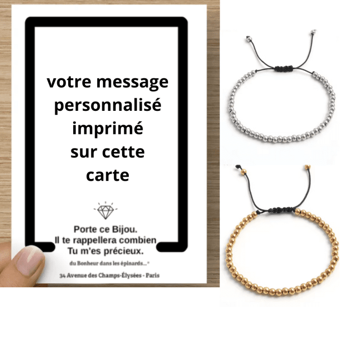 CARTE PERSONNALISEE + 1 ou 2 BRACELETS - POUR LUI