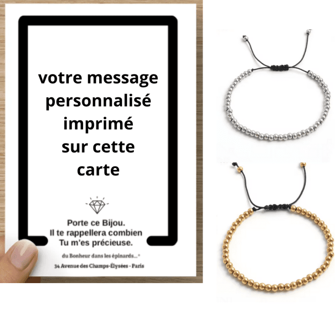 CARTE PERSONNALISEE + 1 ou 2 BRACELETS - POUR ELLE