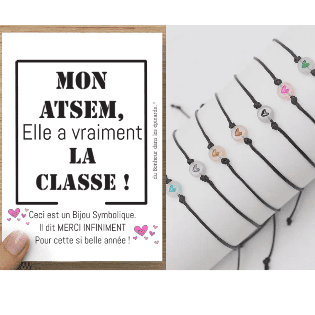 CARTE ATSEM + BRACELET JOLI COEUR