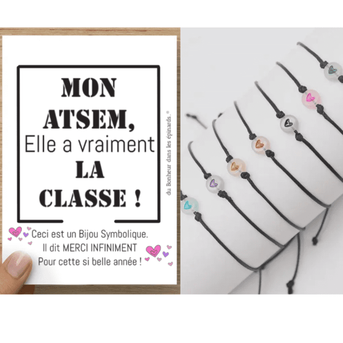CARTE ATSEM + BRACELET JOLI COEUR