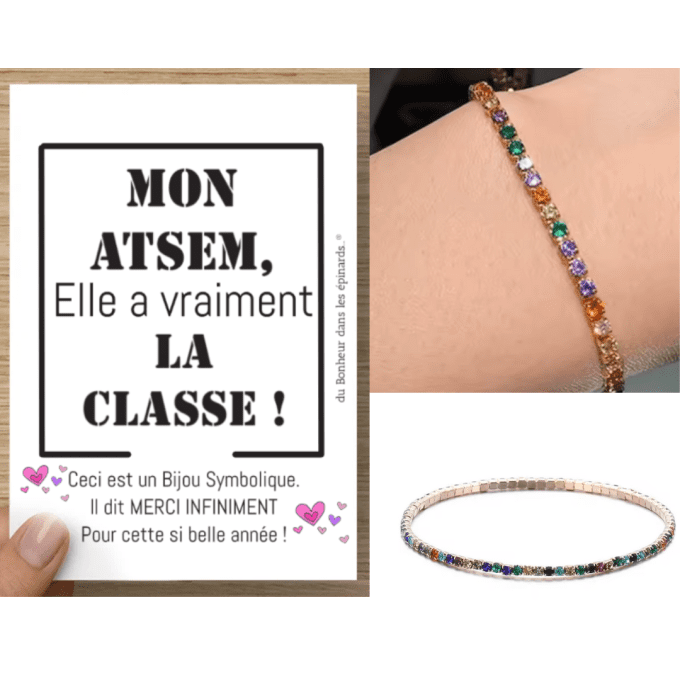 CARTE ATSEM + BRACELET CRISTAUX 