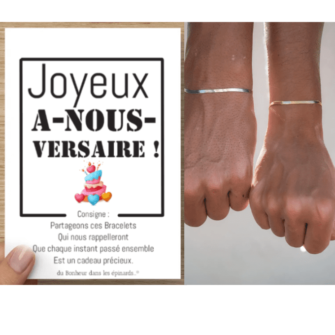 CARTE A-NOUS-VERSAIRE + 2 BRACELETS D'ANNIVERSAIRE