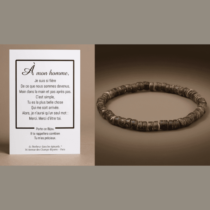CARTE A MON HOMME + BRACELET PERLES - F48