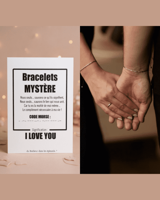 CARTE I LOVE YOU  + 2 BRACELETS MORSE - R24