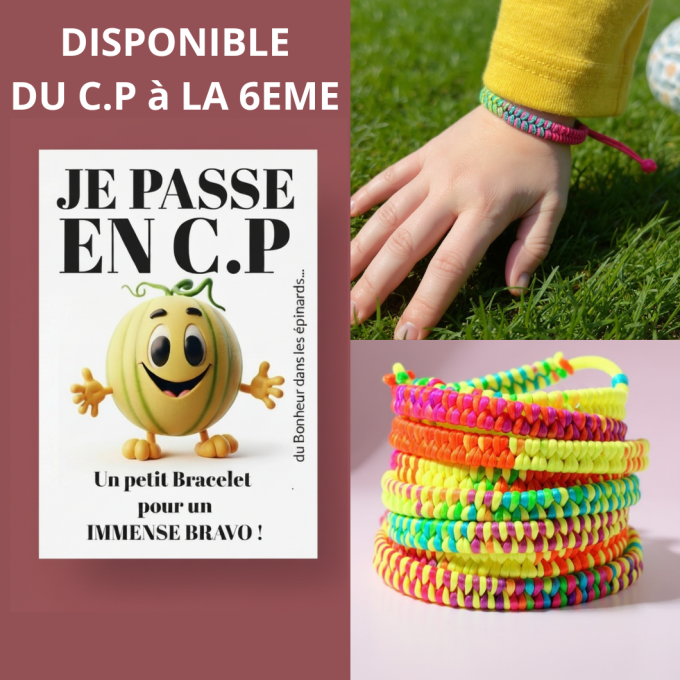 CARTE + LE BRACELET PASSAGE MULTICOLORE - DE LA MATERNELLE A LA 6IEME  