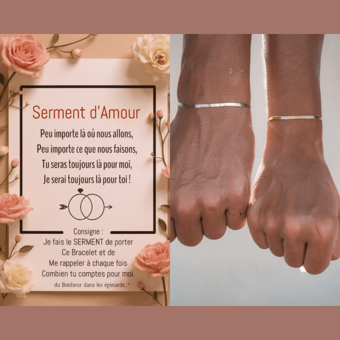 CARTE SERMENT D'AMOUR + 2 BRACELETS SERMENT - R23