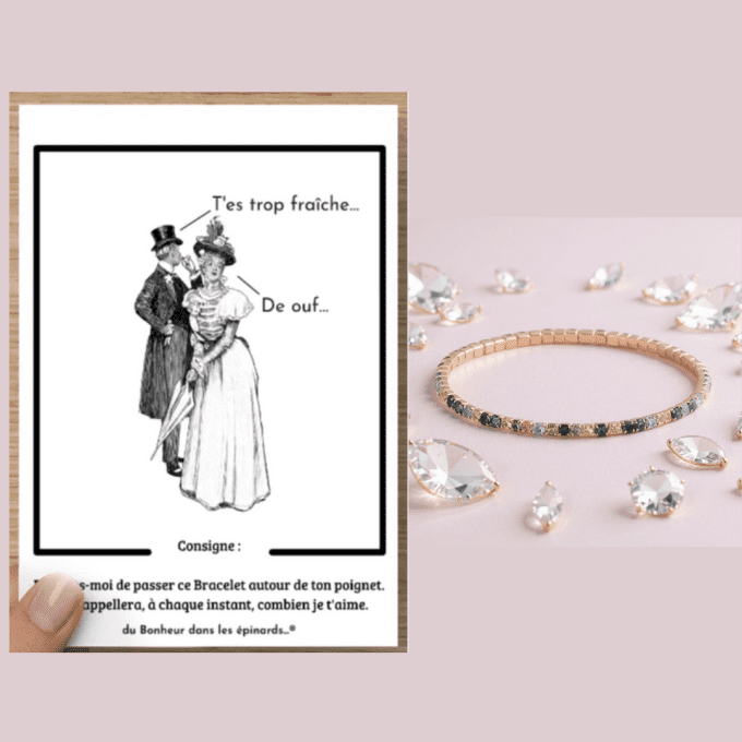 CARTE T'ES TROP FRAICHE + BRACELET MILLE COULEURS -R57