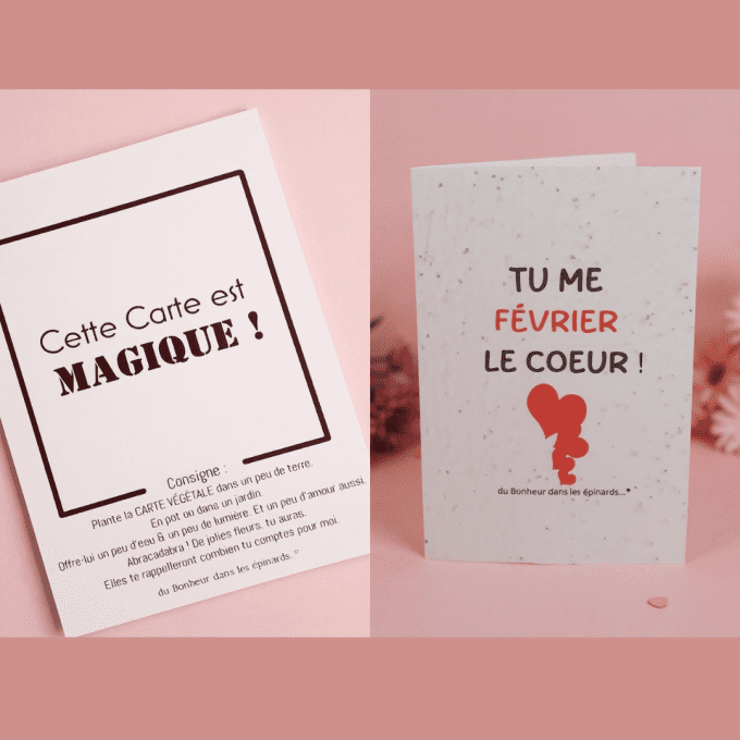 CARTE MAGIQUE A PLANTER - TU ME FEVRIER LE COEUR - N26