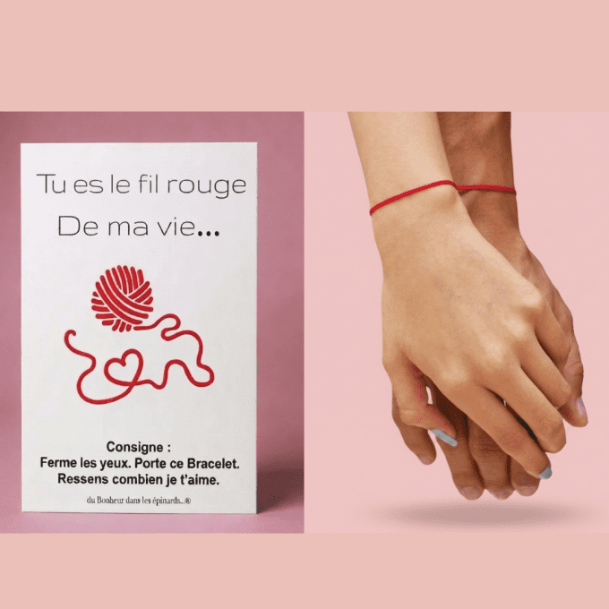 CARTE TU ES LE FIL ROUGE DE MA VIE+ 2 BRACELETS ROUGES - R01 