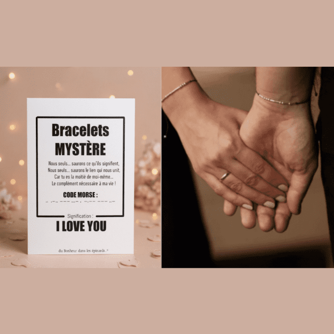 CARTE I LOVE YOU  + 2 BRACELETS MORSE - R24
