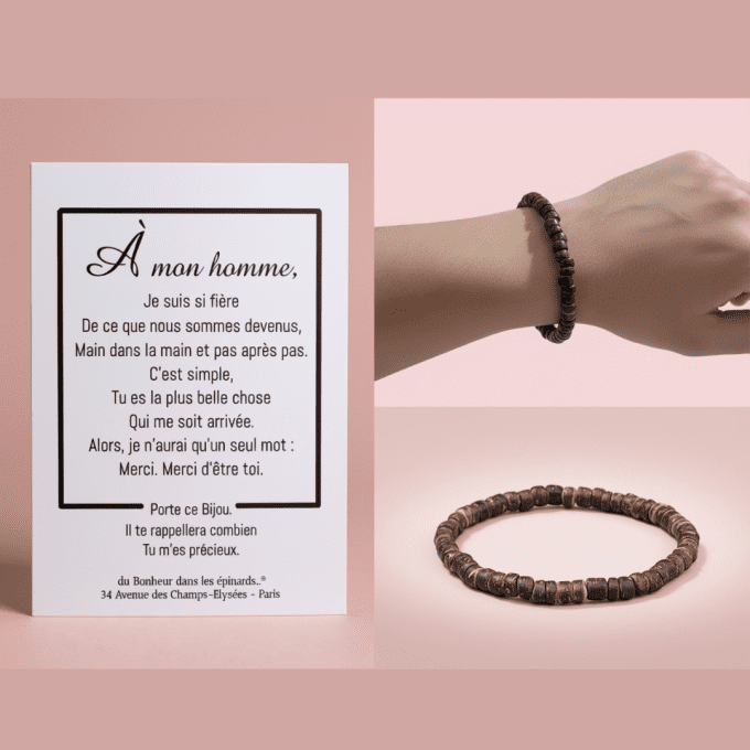 CARTE A MON HOMME + BRACELET PERLES - F48