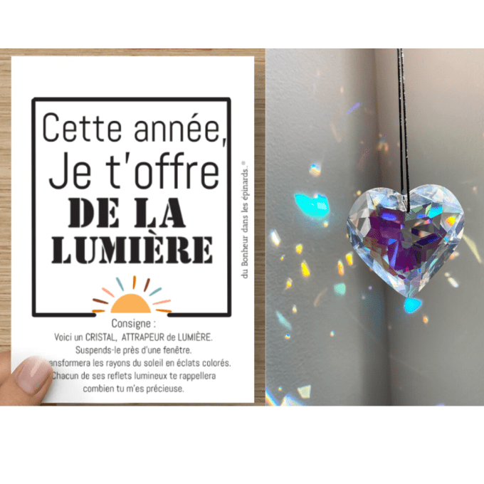 CARTE + ATTRAPEUR DE LUMIERE EN CRISTAL - Modèle au choix 
