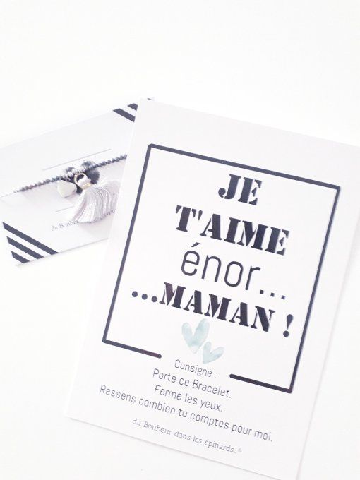CARTE ENOR MAMAN + 1 BRACELET PAMPILLES- F05 