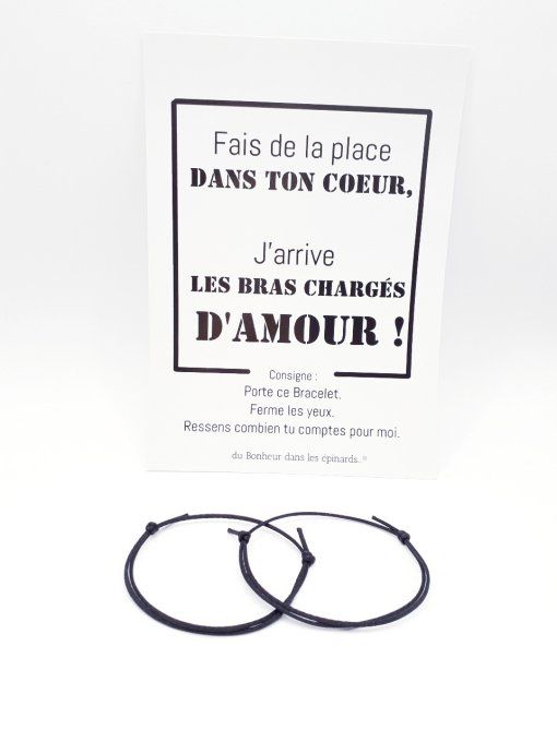 CARTE J'ARRIVE LES BRAS + 2 BRACELETS (14 coloris au choix) - R51